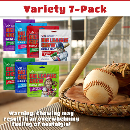 Big League Chew Bubble Gum - 7 Flavor Variety Pack